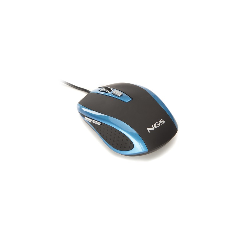 NGS MOUSE OTTICO USB 800-1600DPI 6 TASTI + ROTELLA RIVESTIMENTO IN GOMMA COLORE NERO BLU