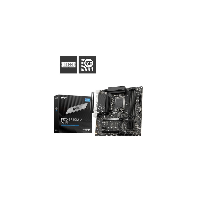 MSI MB B760, B760M-A WIFI, LGA 1700, 4DDR5, 2PCI-Ex16, 1PCI-Ex1, 2M.2, 4SATA3, MATX