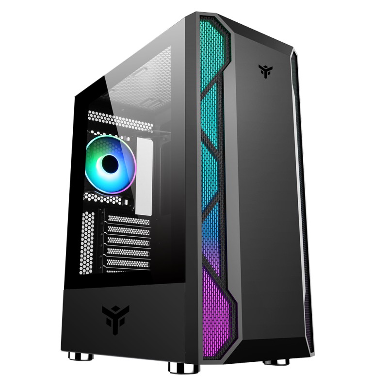 ITEK CASE VERTIBRA X210 - GAMING MIDDLE TOWER, 12CM ARGB FAN, 2XUSB3, SIDE PANEL TEMP GLASS