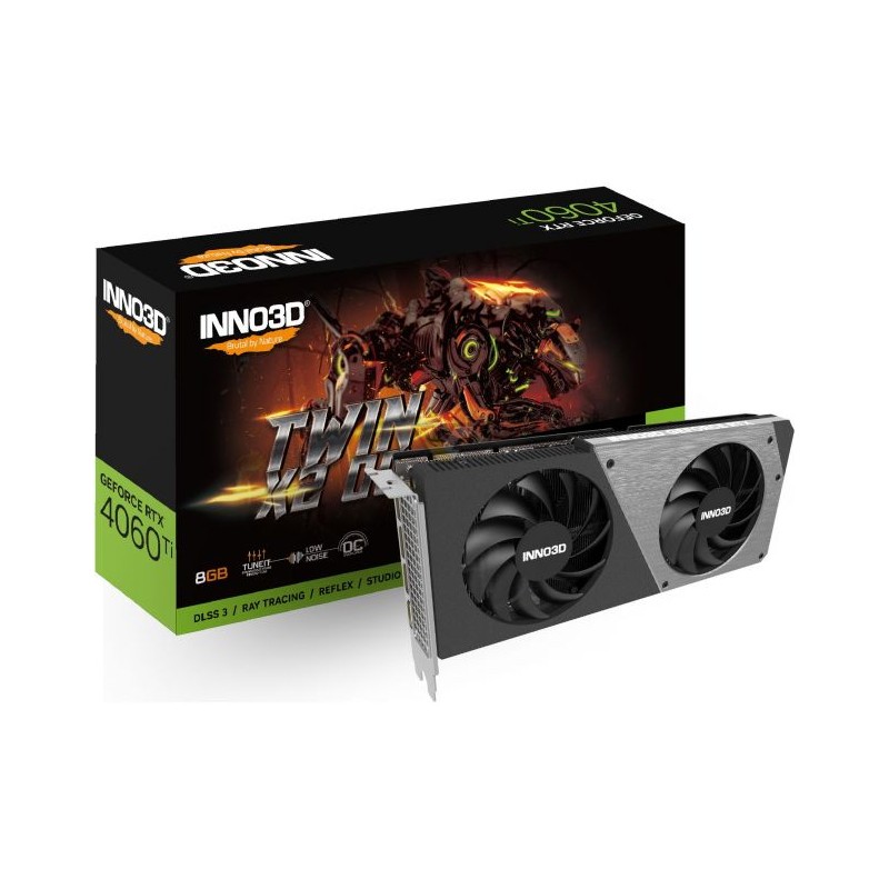 INNO3D VGA GEFORCE RTX 4060 TI, RTX 4060 TI TWIN X2 OC, 8GB GDDR6, 3DP/HDMI, DLSS 3