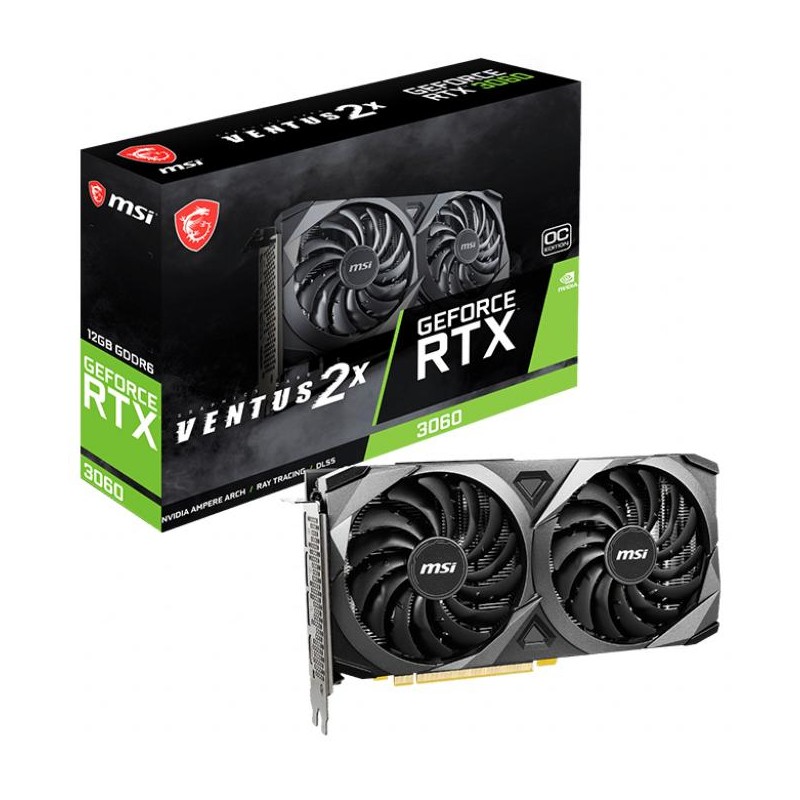 MSI VGA GEFORCE RTX 3060, RTX 3060 VENTUS 2X 12G OC, 12GB GDDR6, HDMI/DP*3, DUAL FAN ATX