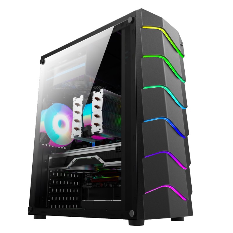 CASE GAMING 1 LED RGB, 1 FAN RGB, 3 USB, ACRYL. PANEL