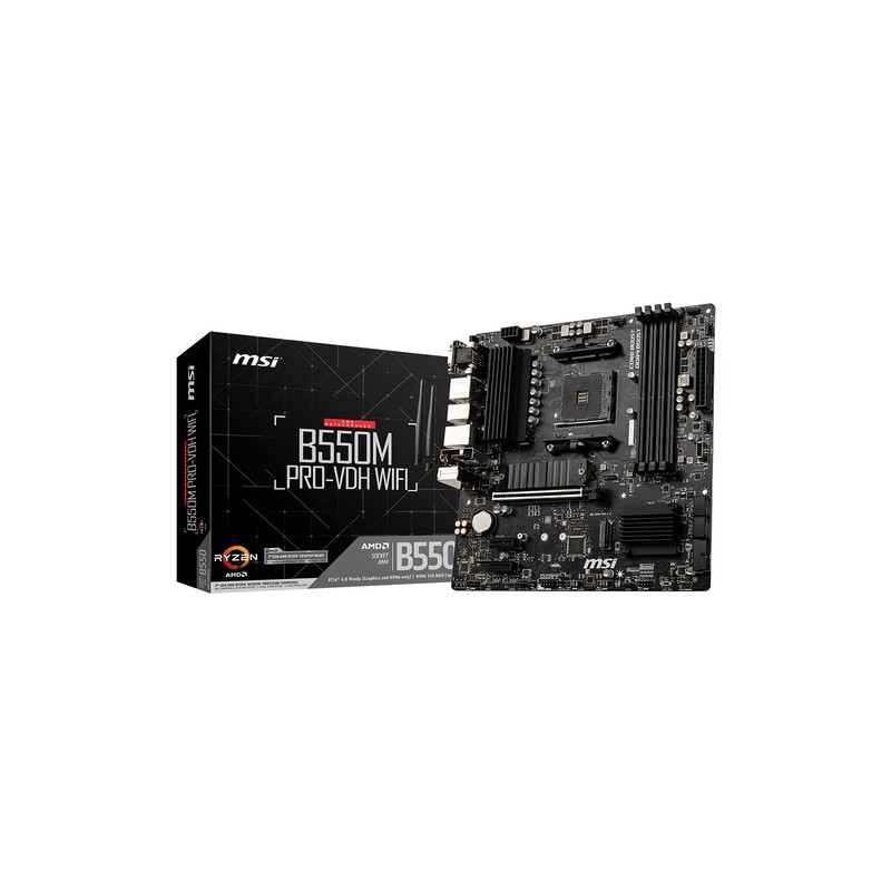 MSI MB AMD B550, B550M PRO-VDH WIFI, AM4, 4DDR4, 1PCI-Ex16, 2PCI-Ex1, 2M2, 4SATA3 MATX