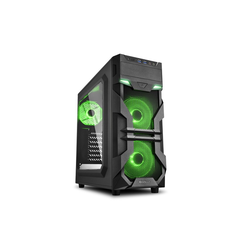 SHARKOON CASE VG7-W GREEN, ATX, 2XUSB3, 6 SLOTS