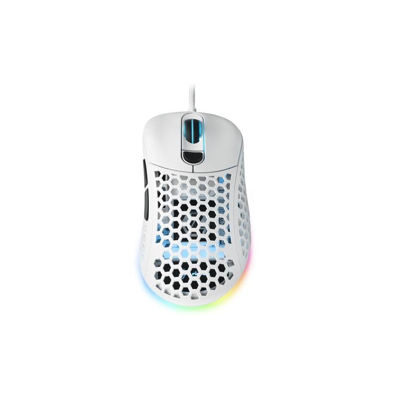 SHARKOON MOUSE GAMING LIGHT2-200, BLACK, 16000 DPI MAX, RGB, 6 TASTI, USB 1.8MT, BIANCO