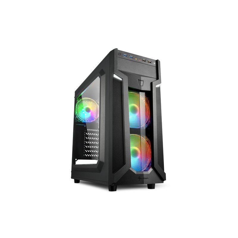 SHARKOON CASE VG6-W RGB, ATX, 2XUSB2, 2XUSB3, 6 SLOTS, 2X120 LED FRONT 1X120 REAR, WINDOW ACRILIC, RGB COLOR