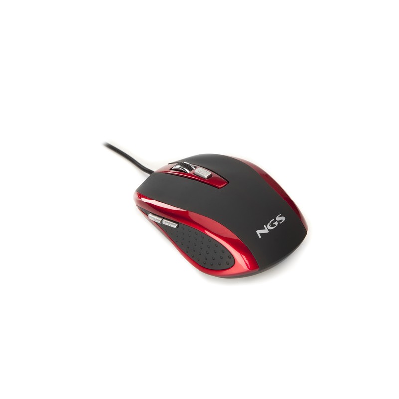 NGS MOUSE OTTICO USB 800-1600DPI 6 TASTI + ROTELLA RIVESTIMENTO IN GOMMA COLORE NERO ROSSO