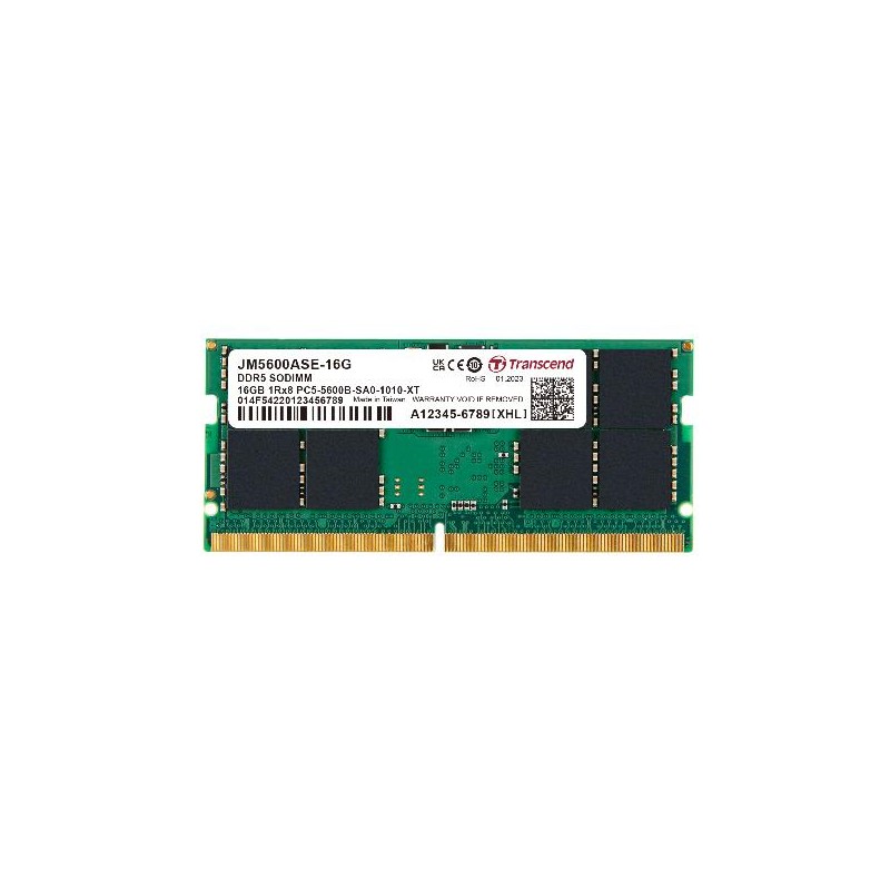 TRANSCEND RAM 16GB JM DDR5 5600 SO-DIMM 1Rx8 2Gx8 CL46 1.1V