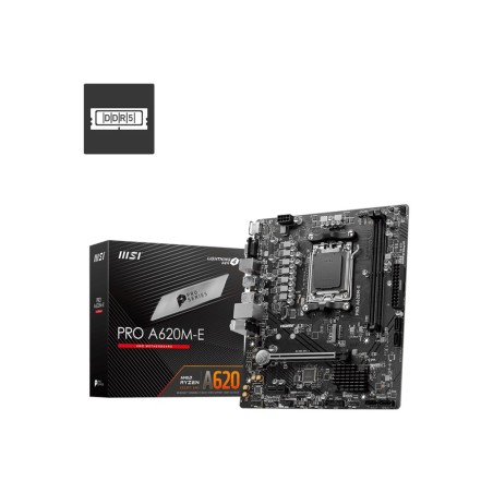 MSI MB AMD A620, A620M-E PRO AM5 2DDR5,1PCI-Ex16,1PCI-Ex1,1M.2,4SATA3,6USB