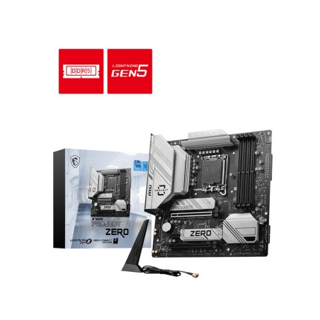 MSI MB B760M, PROJECT ZERO B760M STD LGA1700,4DDR5,2PCI-Ex16,1PCI-Ex1,2M.2,4SATA3,1USB3.2 Gen2x2,4US